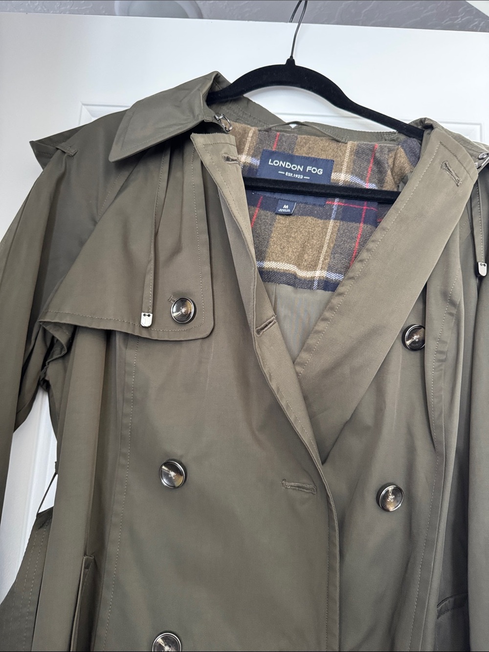 London Fog Men's Olive Green Double-Breasted Trench Coat - Picture 2 of 4